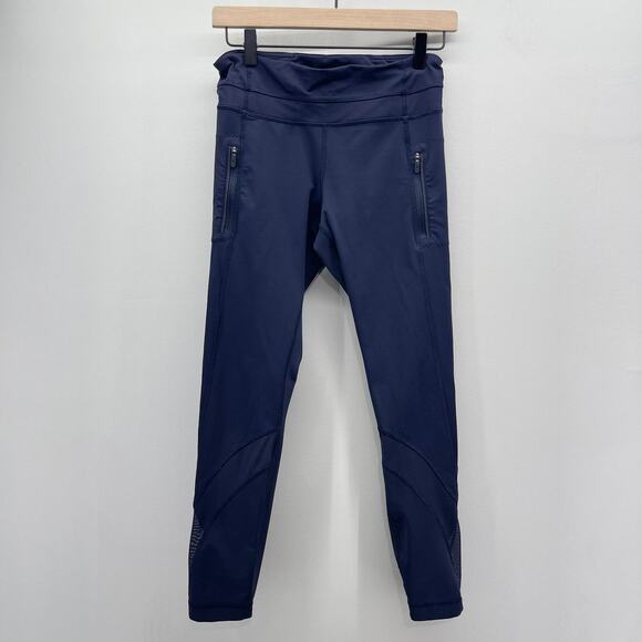 Lululemon Inspire Tight II Womens 6 Mesh Leggings Navy Blue W5G33SX - Picture 1 of 7